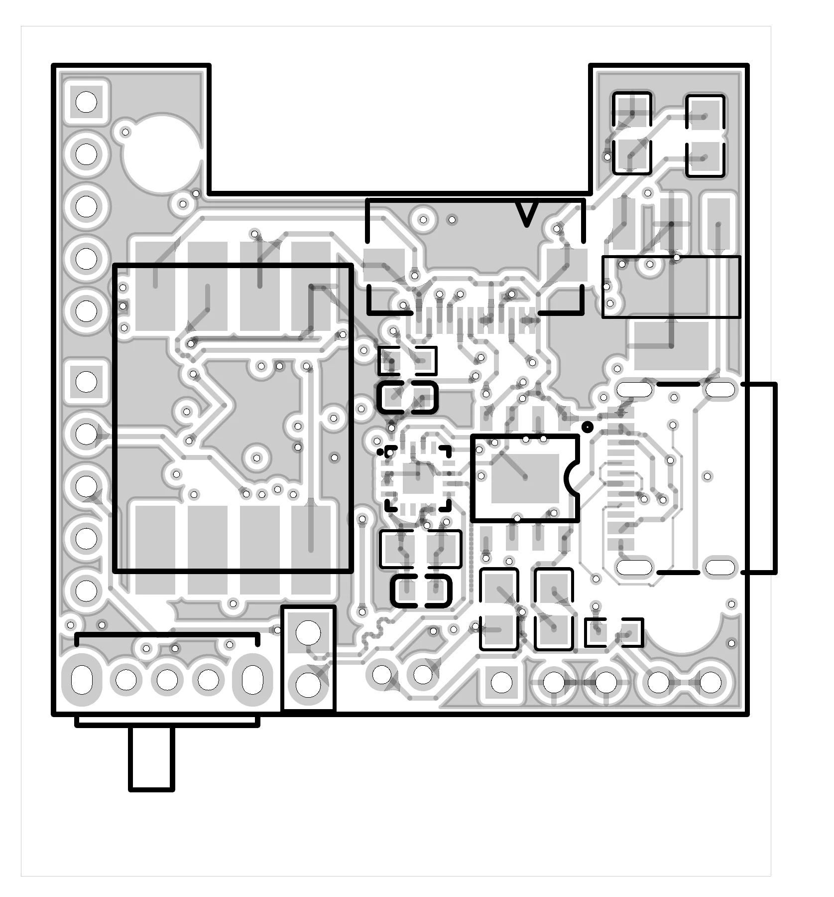 PCB layout set 03, second side with traces and connector pads